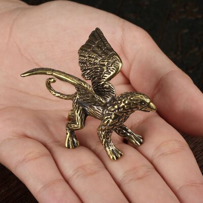 Solid Brass GRIFFIN Figurine Small Statue Home Ornament Figurines Collectibles