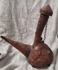 Wein Dekanter Porron Karaffe Leder beschichtet mit Deckel ca 26 cm Hoch