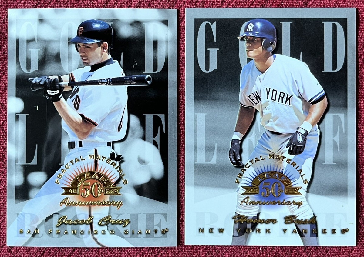 2) 1998 Leaf Fractal Materials Gold Leaf Rookie #'d/3250