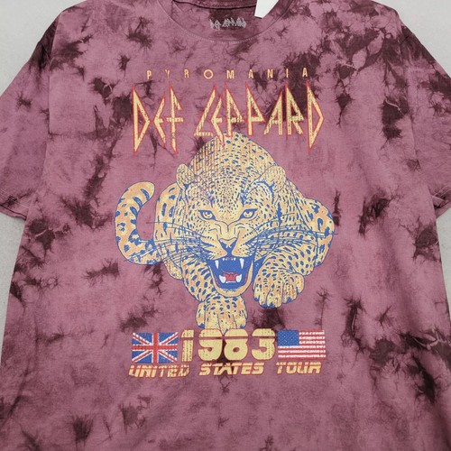 Def Leppard Tie Dye Shirt Mens Small S Red Faded Rock Music Concert Tee 80s NWT - Picture 5 of 14
