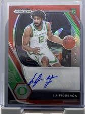 2021-22 Panini Prizm Draft Picks LJ FIGUEROA TRUE RED AUTO RC /199 OREGON DUCKS
