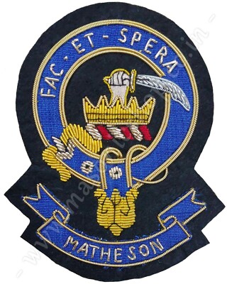 SCHOTTISCHER CLAN WAPPEN ABZEICHEN HANDGESTICKT PATCH - MATHESON