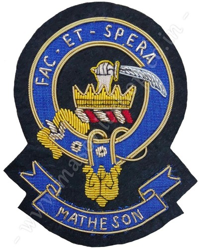 SCOTTISH CLAN CREST BADGE HAND EMBROIDERED PATCH - MATHESON