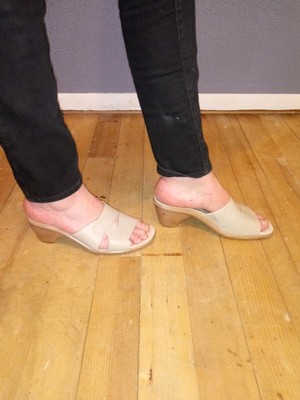 Dansko 40/9 Taupe Peep Toe Slide On Leather Wedge Sandals | eBay