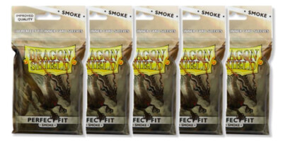 BUNDLE 5x100 Dragon Shield Standard Perfect Fit Sleeves Smoke/Clear (63x88mm)