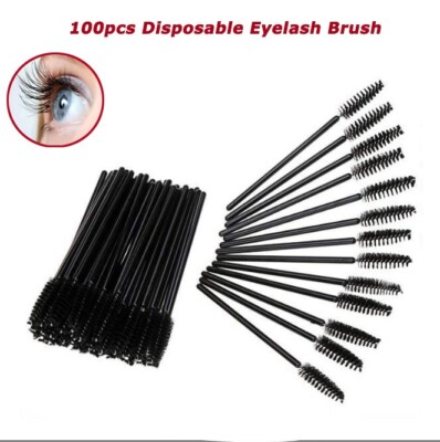 100Pcs Disposable Eyelash Brush Mascara Wands Applicator Makeup Eyebrow Brush US