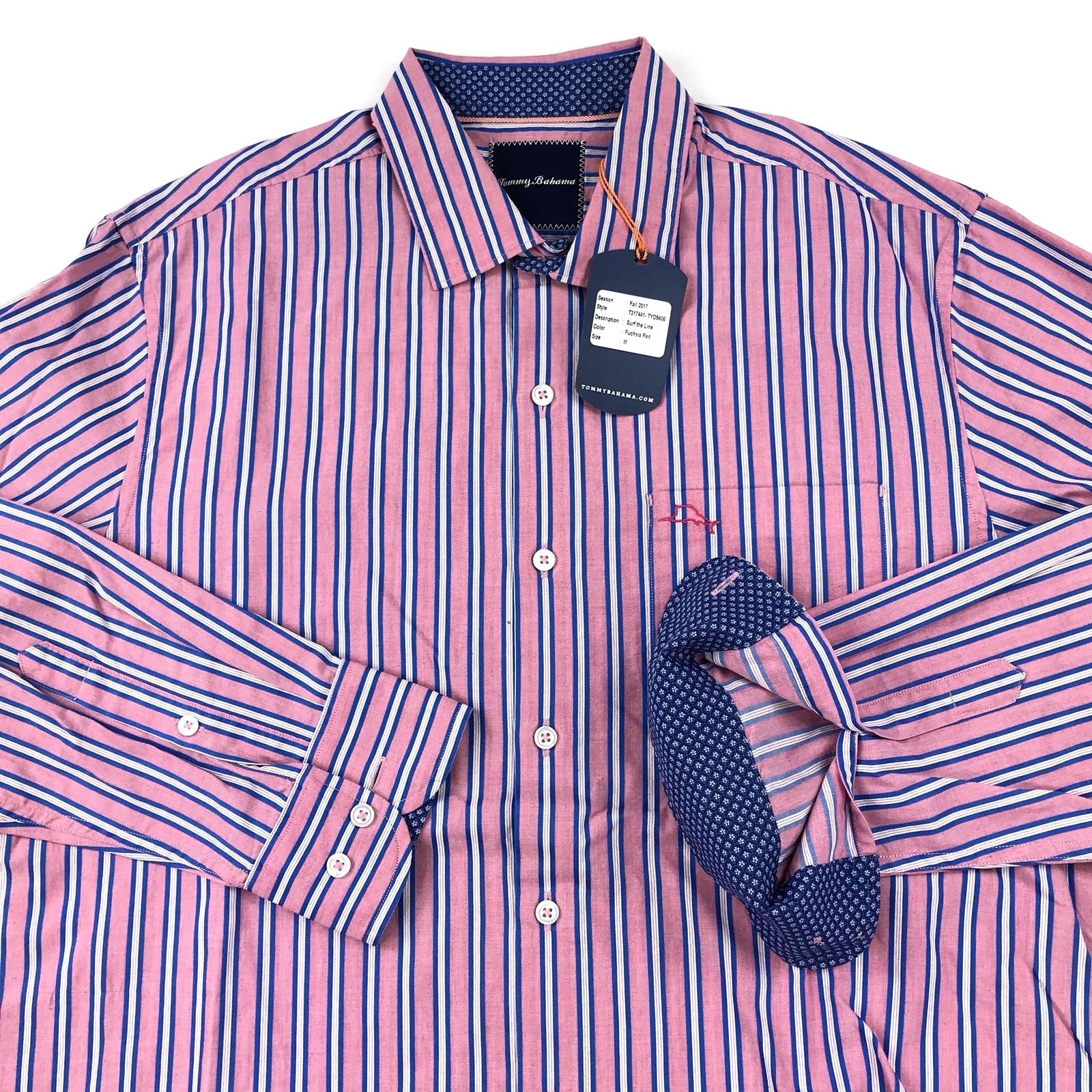 Tommy Bahama Men’s Shirt Surf The Line Fuchsia Red LS T317441 New Medium M eBay