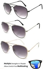SMALL Pilot Multi Focus Progressive Reading Sunglasses 3 Strengths in 1 Reader