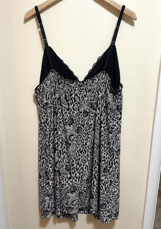 Mujer Babydoll Camisón 1X Lencería Estampado Animal Chemise Negro Encaje Sexy Romántico Foto 2 de 4