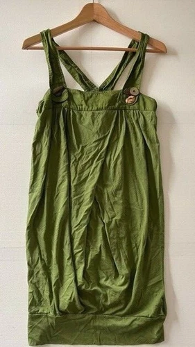 Raw Earth Wild Sky Organic Cotton Tunic Mini Dress Deep Green sz S NWT