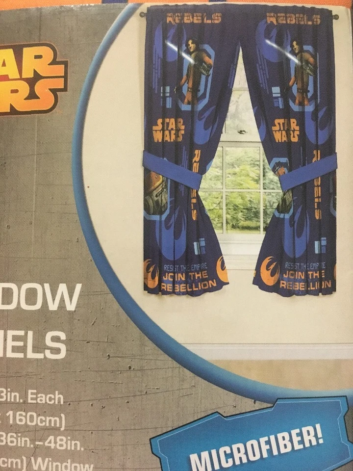 Star Wars Rebels Blue 63” Drapery/Curtain 4pc Set (2 Panels, 2 Tie backs) - - Image 2 of 2
