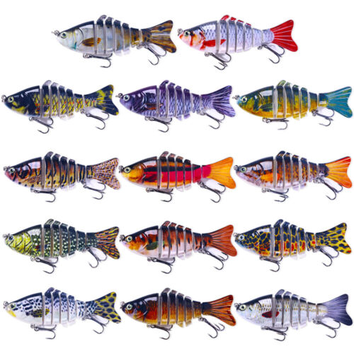 14PCS Multi Jointed Fishing Lure Swimbait Artificial Bait Wobblers 7 Segment Lot - Picture 1 of 11