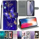 Painted PU Leather Stand ID Case Cover For iPhone 17 16 Pro Max 15 14 Plus 13 12