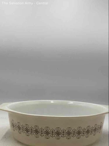 Pyrex White Scrollwork Empire Round Milk Glass Dish Bowl With Lid