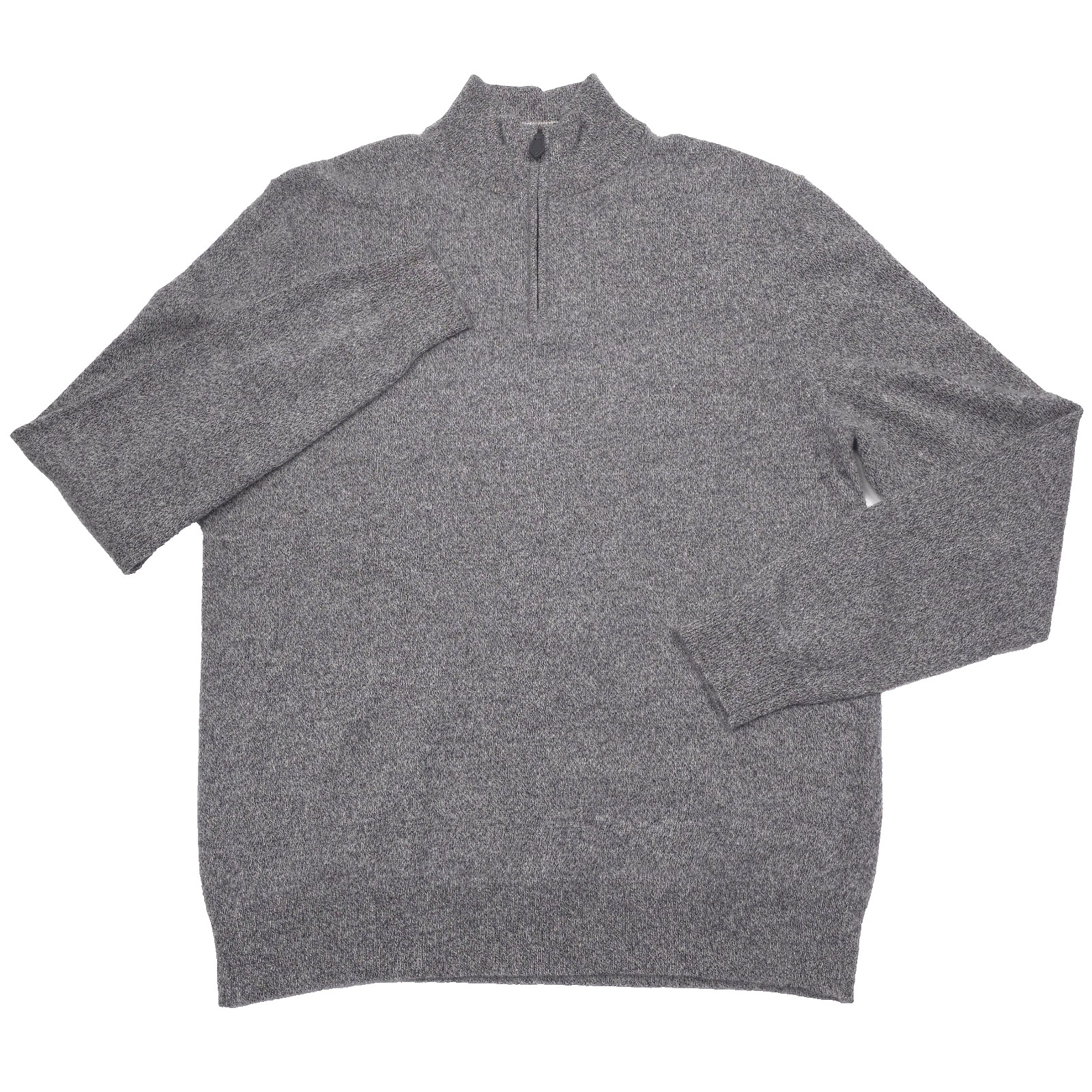 Bloomingdales Cashmere Sweater Mens Large Gray Twist Quarter Zip Mock Pullover
