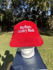 Vintage NEW Marlboro Country Music Corduroy Hat Cap Snapback Red Made USA Rare