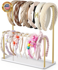 Headband Holder Organizer Metal 2-Tier with Tray: Hair Accessories Display Stand