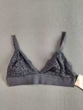 All You Lively Women Bralette Bra M Charcoal Gray Lace Wireless Back Closure