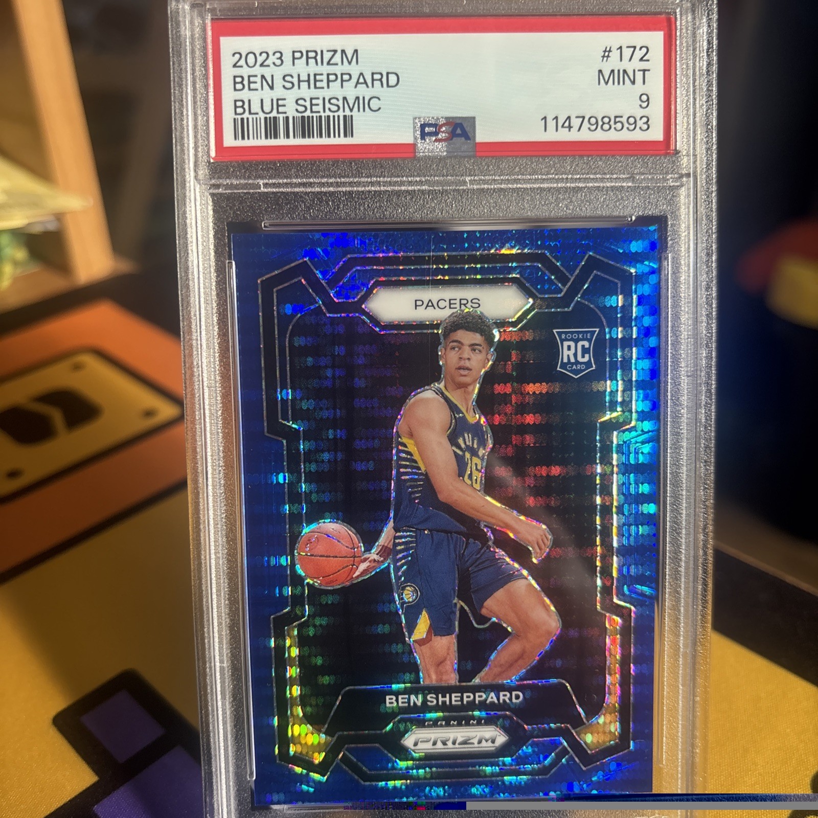 2023-24 Panini Prizm - Ben Sheppard #172 Blue Seismic PSA 9 Prizm /99 (RC)