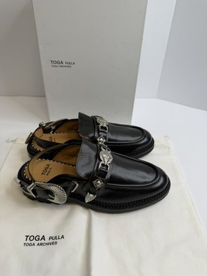 Toga Pulla Sling-Back Leather Mule Loafers Dark Brown Size 37 Made