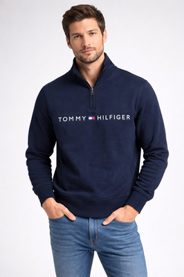 Tommy Hilfiger Men s Quarter Zip Pullover Sweatshirt Navy Blue  New With Tags