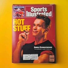1987 Sports Illustrated Arnold Schwarzenegger HOT STUFF Cover Miami Notre Dame