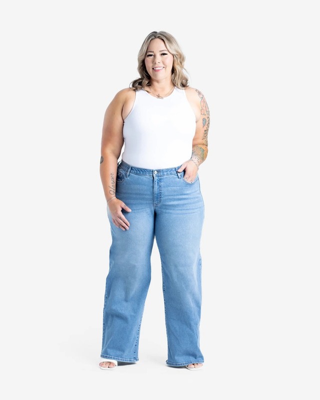 NWT Lularoe Wide Leg Denim Jeans Size 26 Salt Water