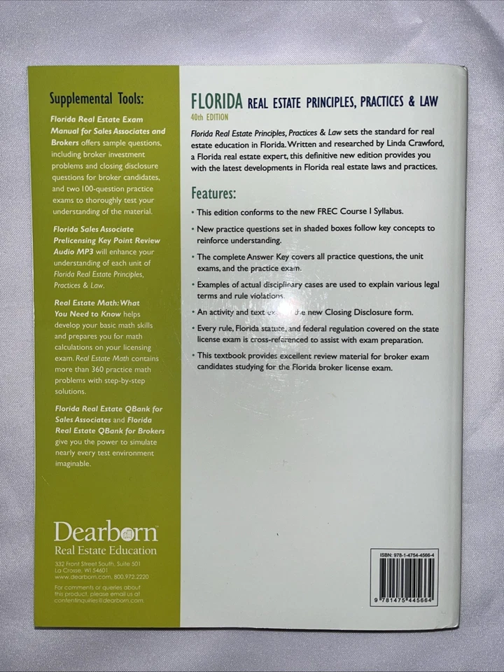 FLORIDA REAL ESTATE PRINCIPLES, PRACTICES & LAW Linda Crawford 40th ED - Image 2 of 2