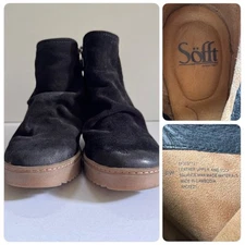 Sofft Siri Black Suede Wedge Booties Boots Aqua Sofft Slouch Waterproof Wms 8.5