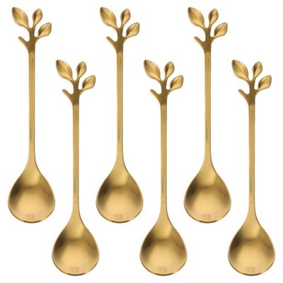 6 Pcs Kaffee-Esslöffel  blattgold-kaffeelöffel Deko Dessertlöffel Kreative