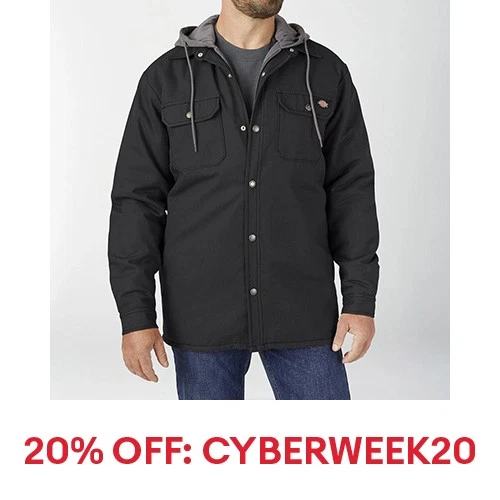Dickies Men's Jacket Fleece Hooded Duck Shirt Coat with Hydroshield TJ213