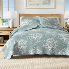 Coastal Quilt Set 3-Piece Full/Queen Size Nautical Bedding Set Lightweight