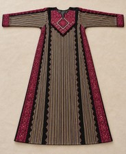 Vintage Hand-Embroidered Palestinian Thobe - Metallic Kasab Thread Ethnic Dress