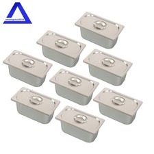 Steam Table Hotel Pans 1/3 Size 6" Deep 8Pcs Stainless Steel Metal Tray with Lid