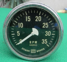 Vintage Stuart Warner 3500 Tachometer Hot Rat Rod Tach