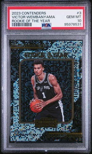 Rare PSA 10 2023 Panini Contenders Victor Wembanyama #3 Rookie of the Year Holo