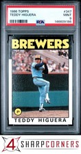 1986 TOPPS #347 TEDDY HIGUERA RC BREWERS PSA 9
