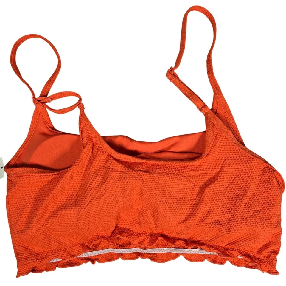Aerie Textured Orange Scoop Neck Bikini Top M NWT - Image 2 of 4