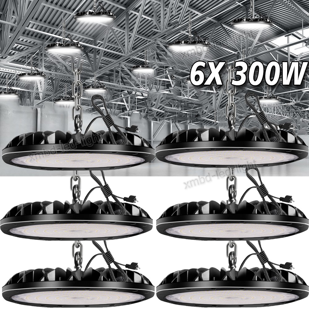 6 Pack 300W UFO LED High Bay Light Shop Industrial Commercial Factory Warehouse