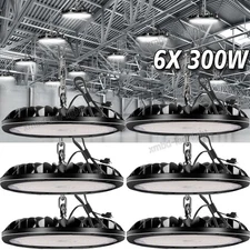 6 Pack 300W UFO LED High Bay Light Shop Industrial Commercial Factory Warehouse