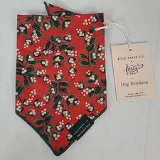 NWT Rifle Paper Co. X The Foggy Dog Mistletoe Bandana Sz S Red, Green, White