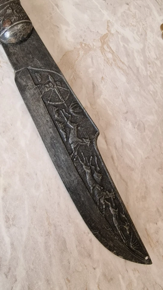 Vintage Klappmesser Jagdmesser mit Hirschmotiv – Dekoratives  – Vitrinenobjekt - Bild 4 von 4