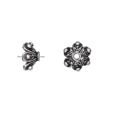 6 Antiqued Silver Plated White Brass 11x6mm Bead Caps to Fit 10-12mm Beads