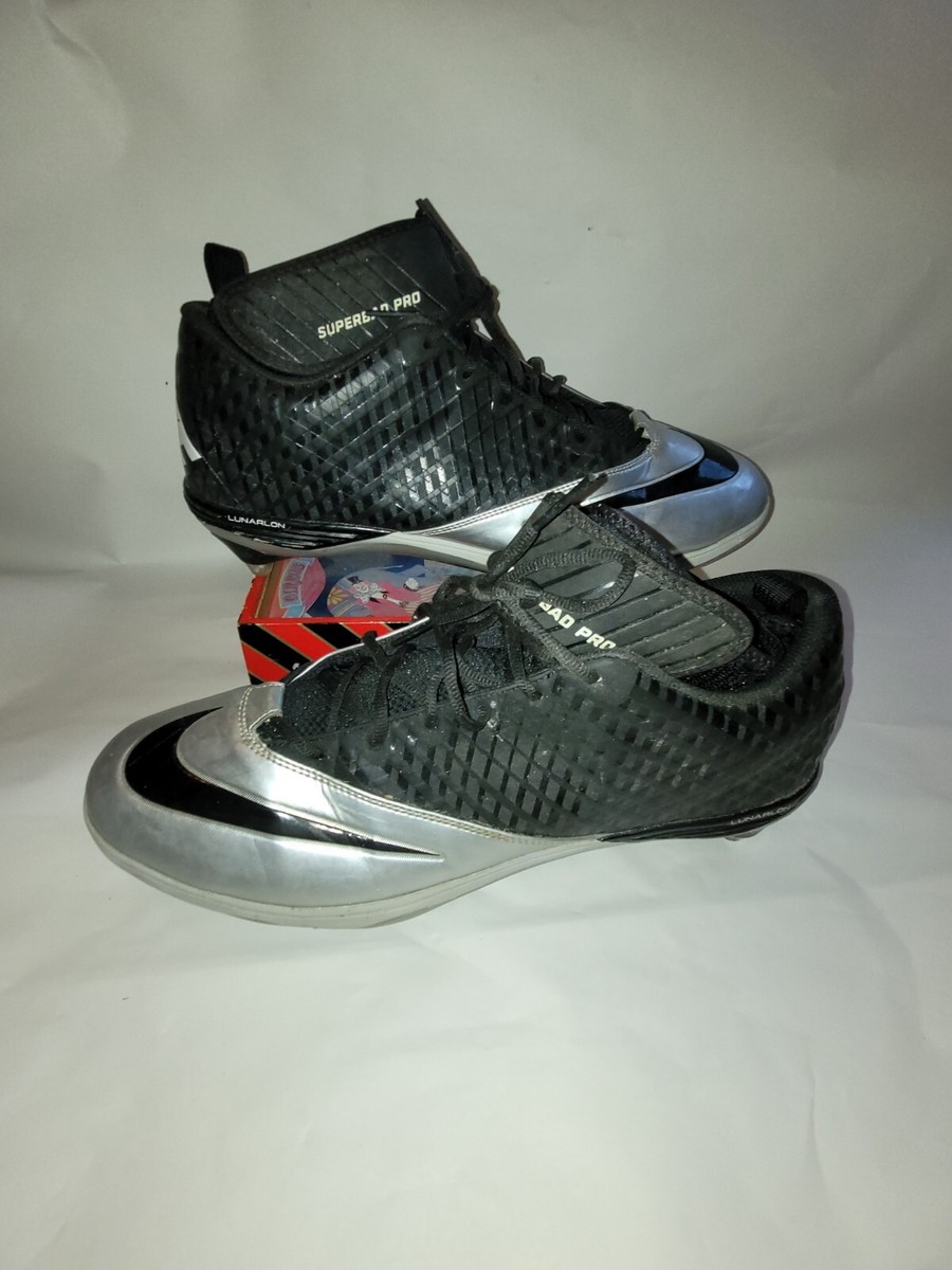 Mens Nike Superbad Pro Football Cleats Black Silver Sz 15 