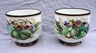 Old Paris Porcelain Hand Painted Pair of Jardinieres Flowers Foliage 19th C