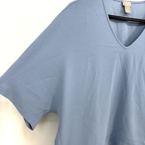 Chicos Top Rozmiar M Sky Blue Flowy Boxy Bluzka Koszula Klasyczny szyk Krótki rękaw - Zdjęcie 3 z 6