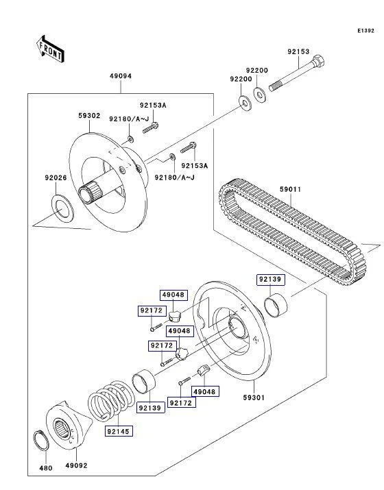 Kit de reconstrucción de embrague convertidor secundario Kawasaki Mule 600 XC 610 XC SX XC Foto 4 de 4