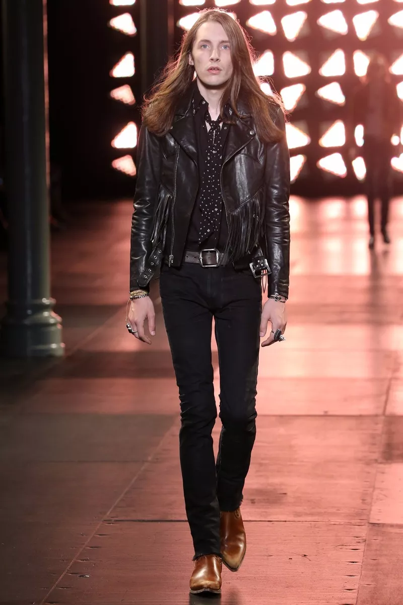 Saint laurent fringe leather clearance jacket