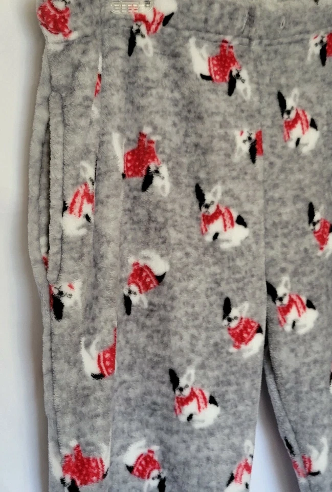 Pantalones de pijama Dearfoams para mujer talla XL Bulldogs franceses invierno suave felpa gris  Foto 3 de 4