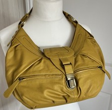 Tommy & Kate Hobo Slouch Style Shoulder Bag Genuine Leather Mustard Yellow Ochre